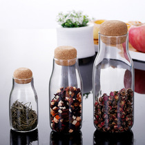 Japanese cork bottle High borosilicate glass storage tank Five grains storage flower tea candy can Tea