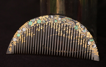 Incense Bar-Gold lacquer Maki-painted mother-of-pearl combFuziJapanese antique inlaid sterling silver