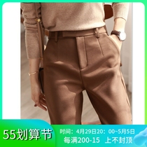 Thickened Gush Kharen Pants Children Autumn Winter 2021 New Hair Pants West Pants Loose Smoke Tubes Pants OL Casual Pants