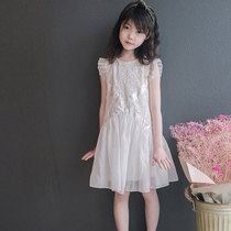 South Korean girl lace dress to collect waist child Xia Bos 2021 new foreign air CUHK child princess wind skirt