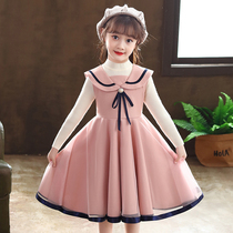 Girl autumn dress 2021 new childrens clothing female princess dress childrens net red skirt woolen vest dress suit