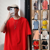 short-sleeved mens summer fashion brand 2021 new port wind t-shirt ins wild loose thin section solid-color crew-neck casual