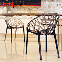 Minuo transparent hollow dining chair chair modern simple reception chair plastic back chair design creative outdoor chair
