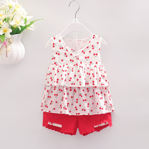 New girl clothes 1-2-3-4-0-year-old baby shorts Two sets of small female baby Summer harness vest suit
