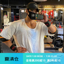 MSCT tide brand fitness clothes men loose breathable low collar sports short-sleeved t-shirt summer basketball running training suit