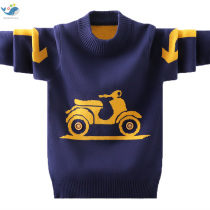 1) sweater pullover autumn and winter round neck middle child cotton plus velvet thick warm boy childrens sweater