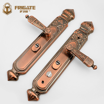 Anti-theft door lock set lock handle household Universal handle lock large door lock wooden interior door lock heart red bronze bronze