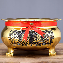 Three-legged incense burner alloy Lotus side for the god of wealth for Guan Gong sandalwood stove household offering line incense burner worship incense burner