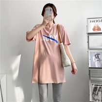 2021 Summer Short Sleeve Crewneck Letters Maternity T-Shirt Loose Size Top Summer Dress Thin Maternity Womens T-Shirt