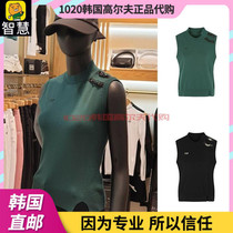 South Korea MASTER BUNNY Golf Suit 21 Autumn Women's Standing Neck Chain Color Pullover Knit Vest