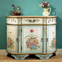 American country porch cabinet retro painted decorative cabinet living room storage locker semi-circular door hall side cabinet decorative cabinet