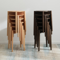 Solid wood stool home round stool living room can be stacked bench bench table stool wooden stool simple small stool can be stacked