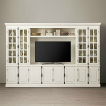 JSM American country solid wood TV bookcase combination retro oak locker Jane Europe display antique cabinet