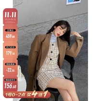 Spot Barbie double-sided woolen coat womens winter New Korean loose small man medium and long woolen coat