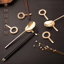 Brass chopstick holder Chopstick holder Metal chopstick pillow Hotel chopstick spoon double use small holder Household tableware overseas can be sent