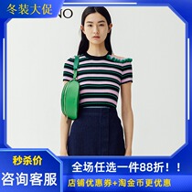 Manyanu shopping mall with fashion Dew shoulder striped sweater top female 2019 new summer MJ22KW224