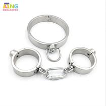 Stainless steel self-binding handcuffs shackles smut products large bundle of torture dog slave collar press lock interest bracelet