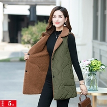 Horse clip vest womens winter 2019 new Korean version of granular velvet wear both sides of the middle and long warm waistcoat mother cotton jacket