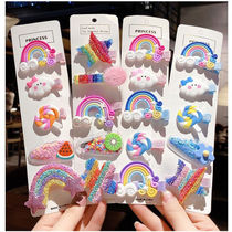 Children hairclip girl hairpin hairpin set Korean little girl banger rainbow fruit cute clip headgear