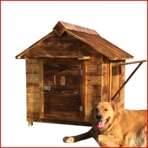 Kennel outdoor waterproof golden hairy dog house Villa wooden wooden house big dog dog house small and medium solid wood charcoal