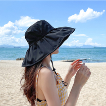 Japans big edge anti-ultraviolet fishermans hat womens summer travel sunshade sunscreen hat Korean version of the tide cover face big brimmed hat