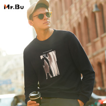 Mr Bu pure cotton long sleeve sweatshirt man 2021 autumn winter new abstract printed no hat round neck sweatshirt man KT01519