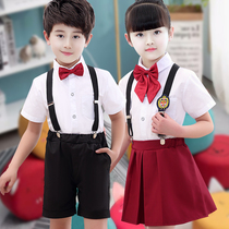 Primary school childrens kindergarten performance to serve male and female short sleeves graduation photo poetry recitation Party 61 grand choral suit