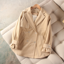 Original Korea 21 Autumn Suit Collar Double Row Buttoned Horn Cuff Loose Lamp Covet Short Windsuit Woman RCJT94904M