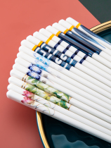 Ceramic chopsticks household high-end hotel Chinese bone China environmental protection high temperature resistance non-slip mildew-proof antibacterial fast food utensils 10 pairs
