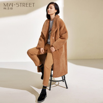 Mei Wan Street pellet velvet fur jacket long over the knee warm winter New Coat Womens medium length thick