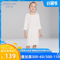 Adoring children 1 year old girl baby Swan summer homewear three-point sleeve night dress AK1442951