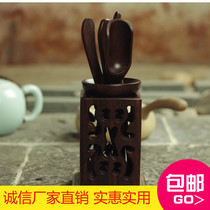 Black sandalwood tea ceremony six gentlemen solid wood tea set ornaments