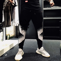 Muscle dog sports pants mens fashion brand printing loose drawstring closure small feet casual training running fitness pants men