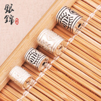 s925 sterling silver diy Thai silver accessories Fish grain barrel beads partition beads red rope bracelet Jade crystal Agate jewelry material