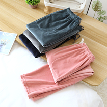 New Striped Coral Suede Couple Sleeping Pants Woman Autumn Winter Flannel Suede Home Pants Mens Thin Suede Outwear Long Pants Winter
