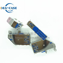 Wankang blue glue USB3 0 female seat side vertical roll mouth straight plug in a socket female seat a female blue