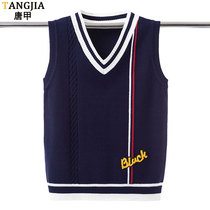 Secondary school students Mao vest Han version Personality V-led knit-jersey Mens knitted waistcoat Juvenile Tide easy Camshoulder