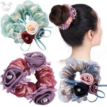 Hairband female ponytail head rope female tie hair band floral headdress hair accessories Korean version of fabric hair ball ball headwear hair band