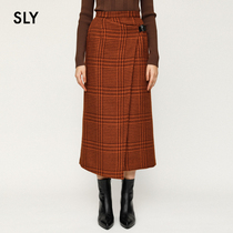SLY summer new check weave high waist cascading long skirt female 030DAA31-4390