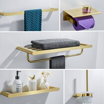 Brushed gold copper bathroom towel rack towel bar stainless steel towel rack bathroom storage rack rack pendant