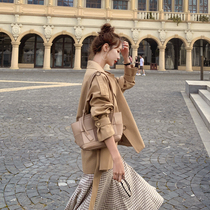 Trench coat womens short 2021 New Korean version of loose small student British style spring overcoat