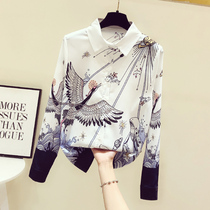 Korean retro niche shirt feminine fashion chiffon long sleeve jacket 2021 early spring dress new design sense