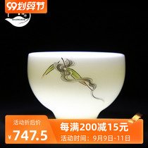 ROADMAKER white porcelain goat Jade Tea Cup Master Cup white ceramic kung fu tea set Cup gift Single Cup