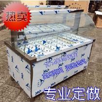 Stainless steel with glass U glass cover Chinese-style fast food insulation vending table selling rice car insulation cabinet hot dish dish seller
