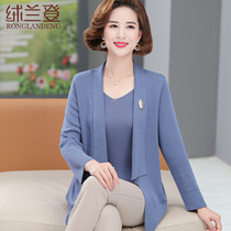 Lady who was traveling Autumn Sweater middle-aged female mom spring and autumn jiu fen xiu jia liang jian tao cardigan temperament clothes
