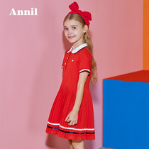 Annai childrens clothing 2019 new summer clothes girls lapel short-sleeved knitted dress AG923519