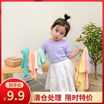 Super Fire Macaroon 8 Color Mask Short Sleeve T-shirt Children's Summer Baby Basic Joker Cotton Backing Shirt