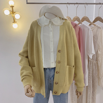 Lolora Cardigan Cardigan Jacket Women Autumn 2021 Autumn New Loose Lazy Sweater Foreign Style Style Strip Knitting Sweater