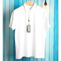 Weijia high-end Geist male short sleeve T-shirt cotton silk blend white sports casual turning polo shirt T-shirt