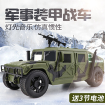 Electric luminous music baby toy car model literary inertia boy military armored car childrens car